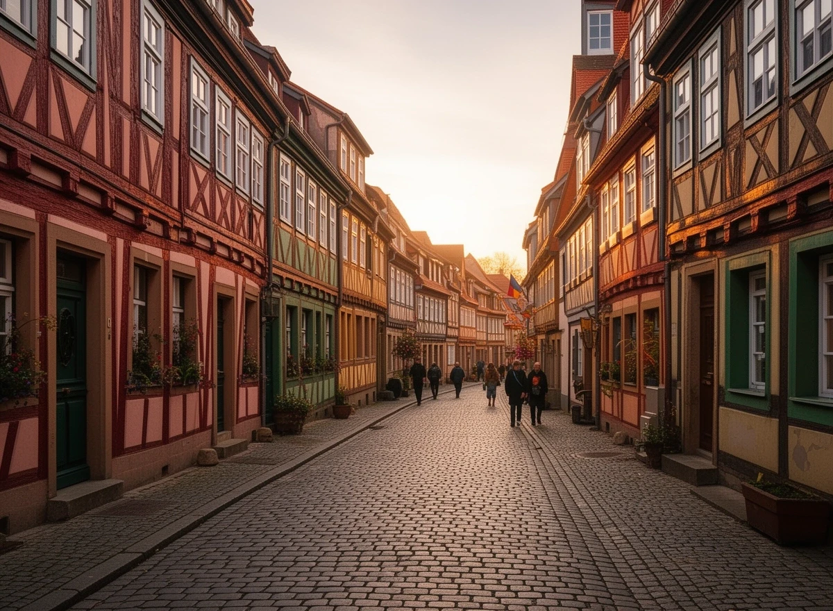 Altstadtgasse in Erfurt mit Fachwerkhäusern